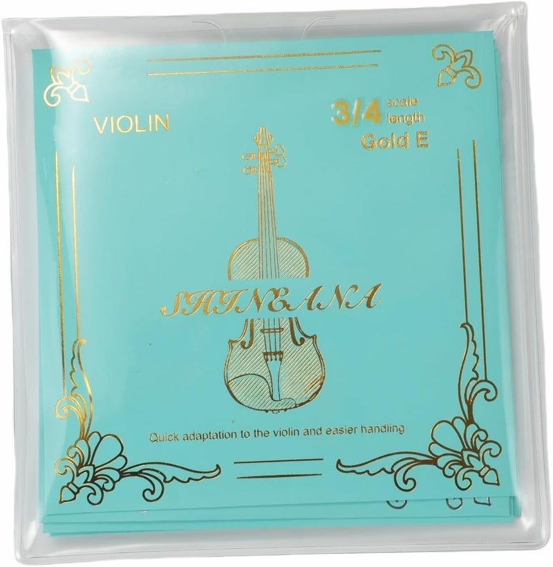 YWYLL Violin Strings Full Set, Violin Strings Replacement, Carbon Steel Core, Medium Tension,Long-Lasting Durability & Rich Tone - For All Levels (3/4 Gold E) - Image 2